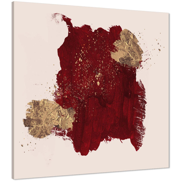 Abstract Red Gold Brushstrokes Canvas Art Pictures - 1754