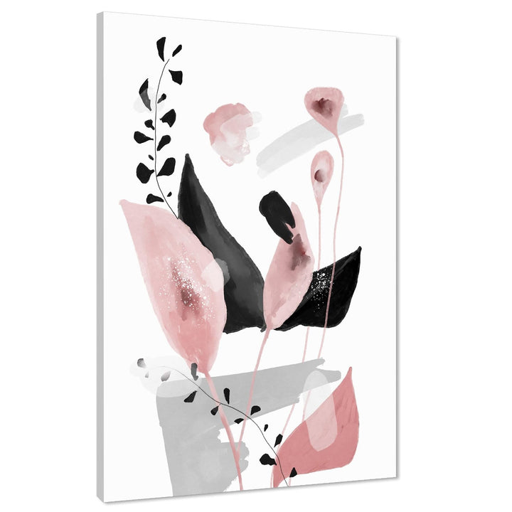 Pink Black Flower Floral Canvas Art Prints - 1RP1127M