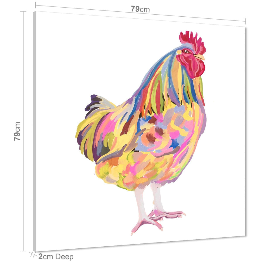 Chicken Canvas Wall Art Print - Multi Coloured