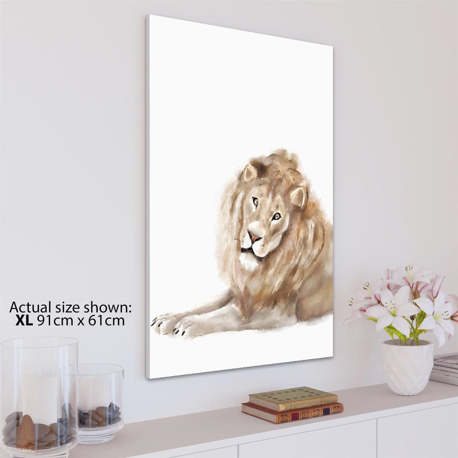 Lion Canvas Wall Art Print - Brown White