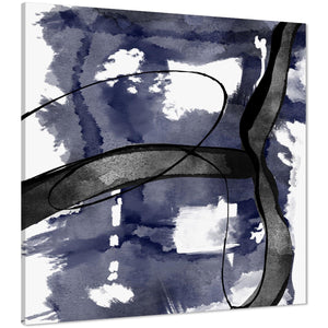 Abstract Blue Black Watercolour Canvas Art Prints