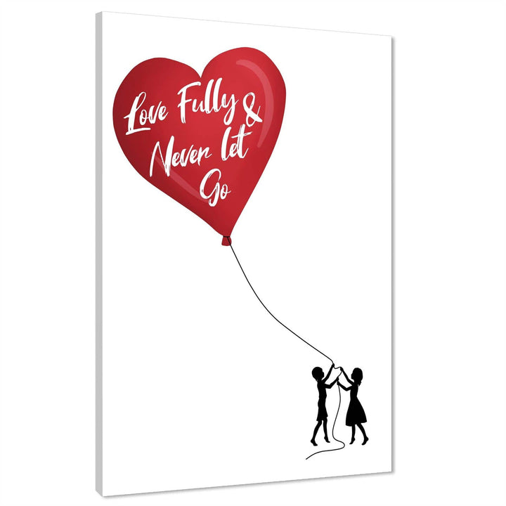 Love Balloon Quote Word Art - Typography Canvas Print Red Black - 1RP1480M