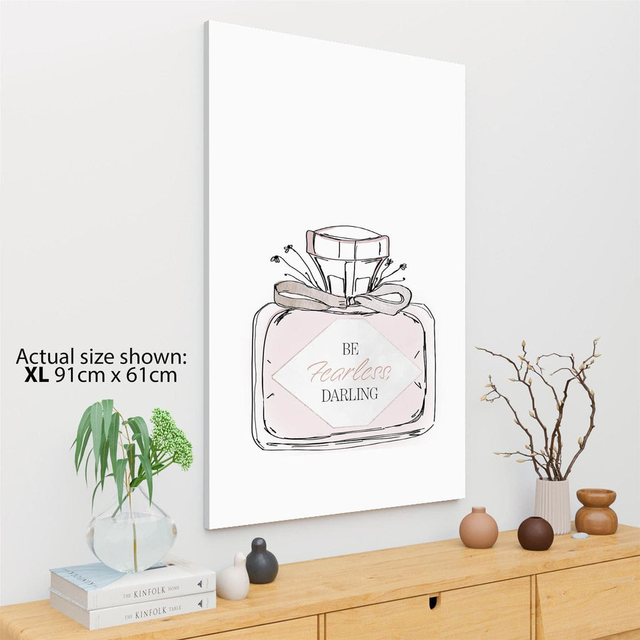 Shabby Chic Perfume Bottle with Bow Canvas Art Pictures Pale Pink