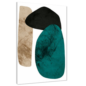 Abstract Brown Teal Watercolour Canvas Wall Art Picture