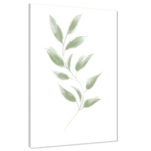 Green Vine Leaves Line Drawing Floral Canvas Wall Art Print