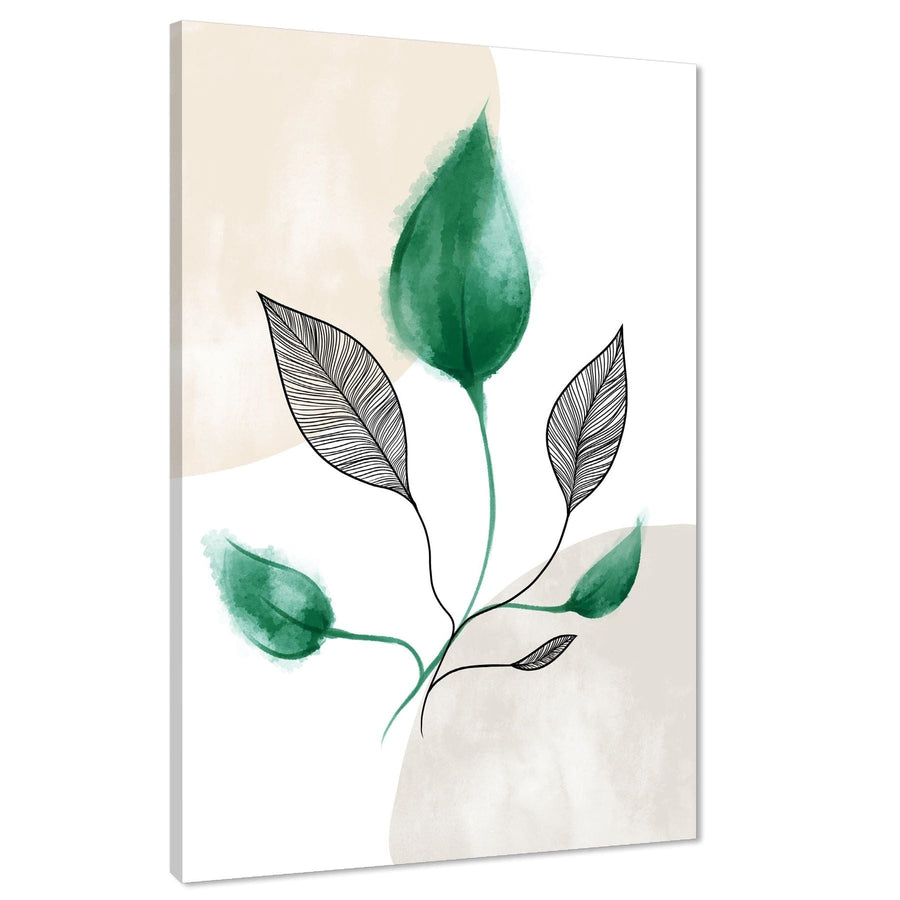 Emerald Green Black Leaves Floral Canvas Art Pictures