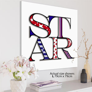 Star Quote Word Art - Typography Canvas Print Red White and Blue