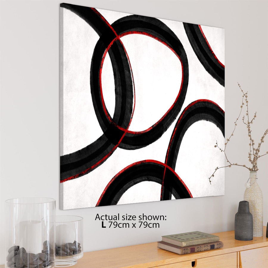 Abstract Black and White Red Illustration Canvas Art Prints