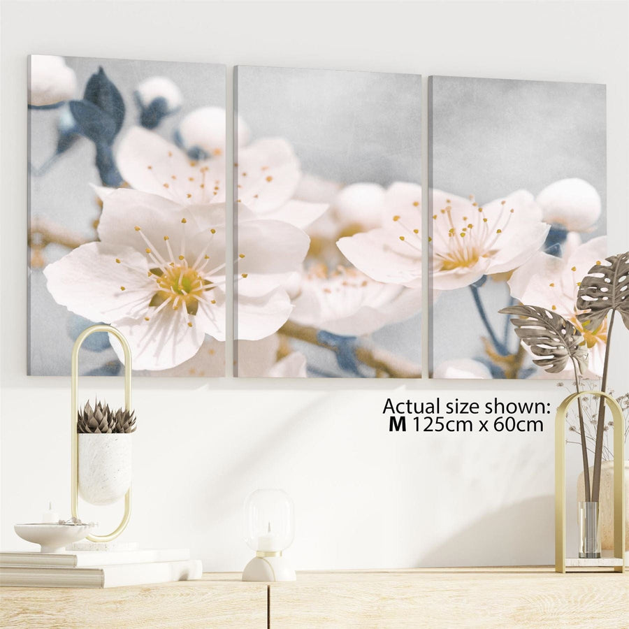 Yellow Blue Flowers Floral Canvas Art Prints