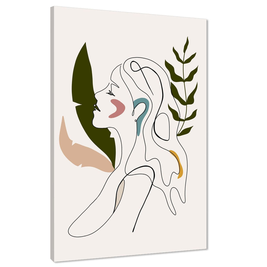 Abstract Multicoloured Female Line Art Canvas Art Pictures