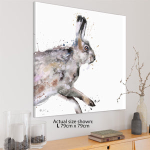 Hare Canvas Wall Art Picture - Grey