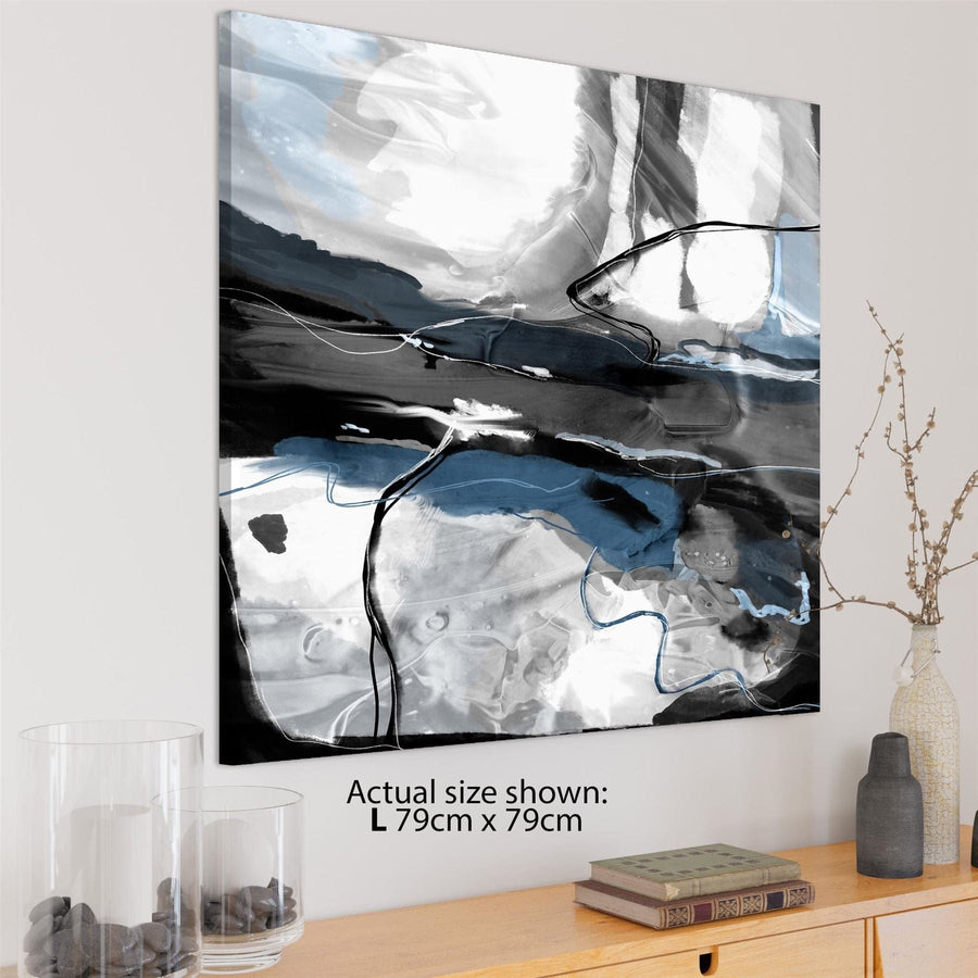 Abstract Teal Grey Grey Watercolour Painting Canvas Wall Art Picture