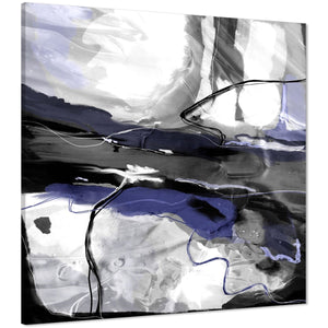 Abstract Blue Grey Artwork Framed Wall Art Picture