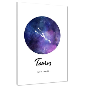 Astrology Zodiac Sign Taurus Canvas Wall Art Picture  Blue