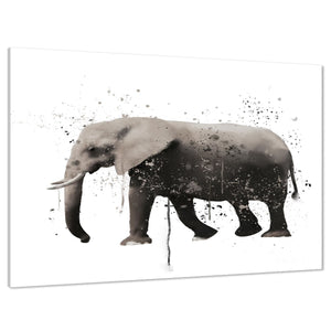 African Elephant Canvas Art Prints - Grey White