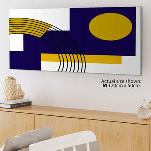 Blue Mustard Yellow Geometric Design Canvas Art Prints