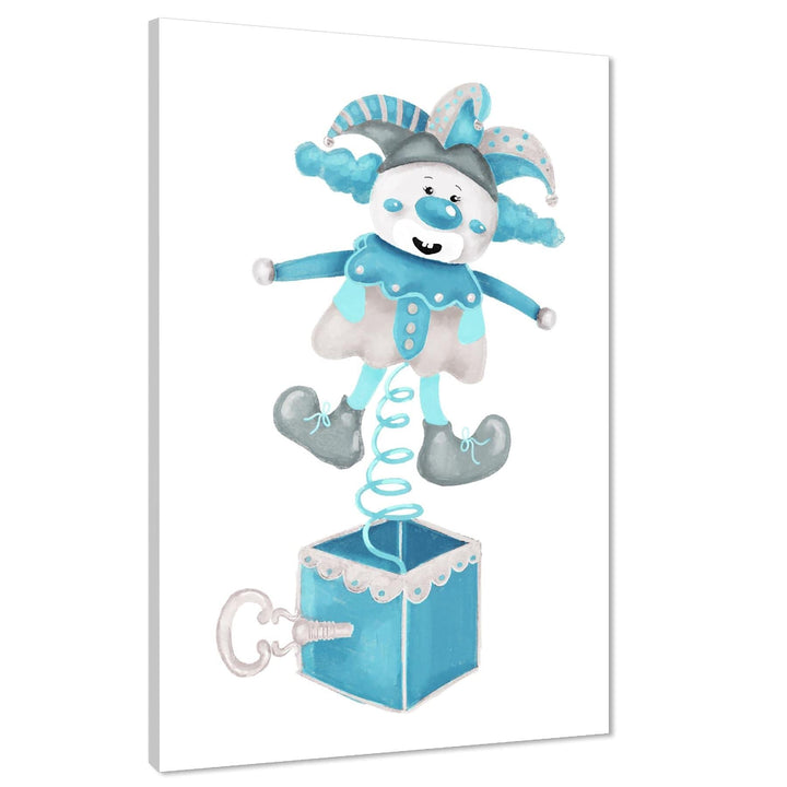 Jack In A Box Childrens - Nursery Canvas Art Pictures Teal Grey - 1RP1160M