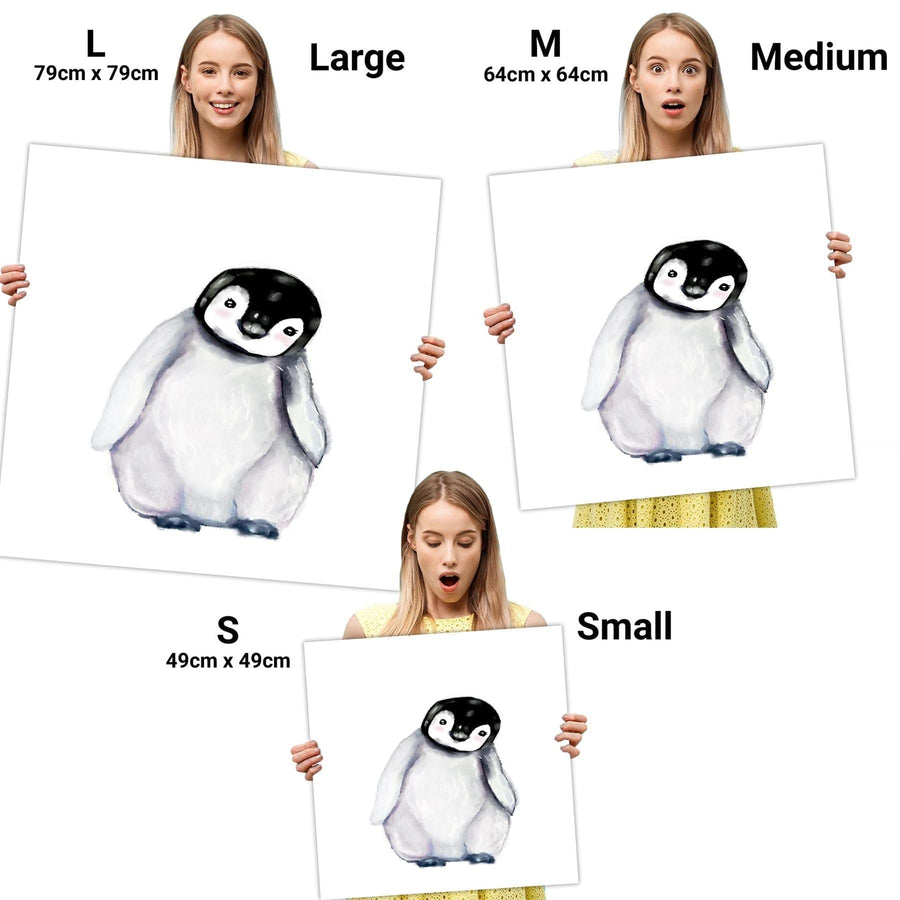 Baby Penguin Canvas Art Prints - Black and White