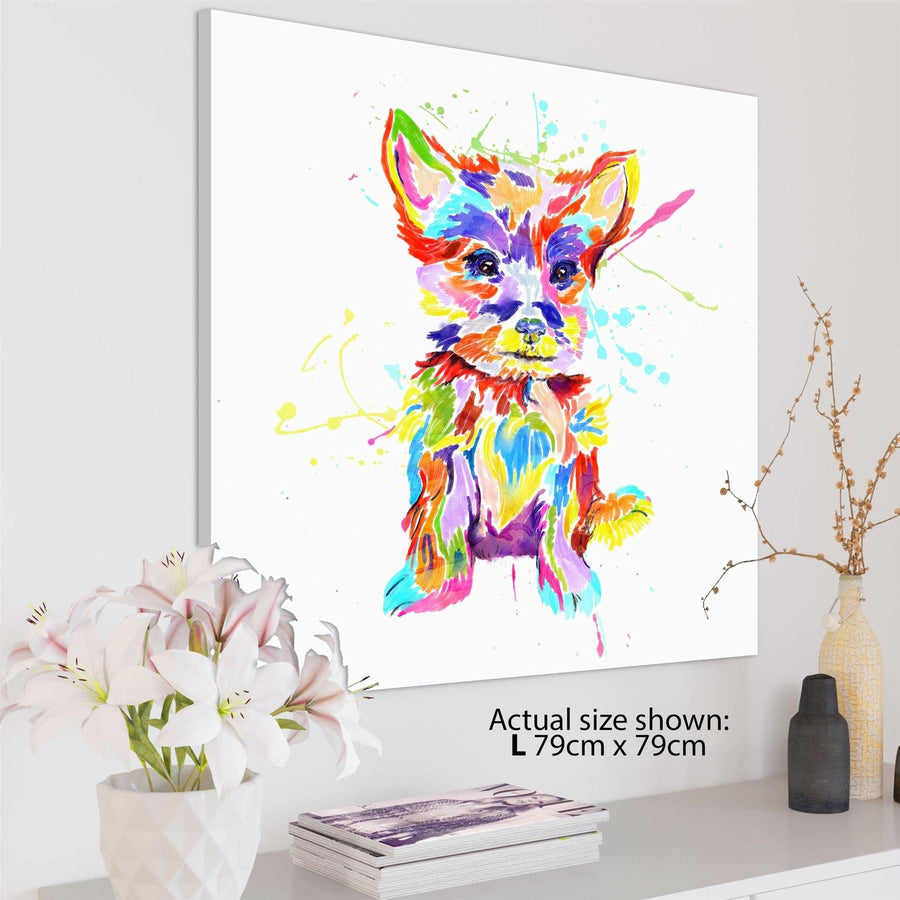 Yorkshire Terrier Pet Dog Canvas Wall Art Picture - Multi Coloured