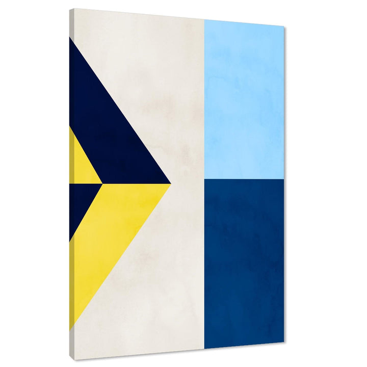 Abstract Blue Yellow Artwork Canvas Wall Art Print - 11258