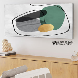 Abstract Green Grey Stones Design Canvas Wall Art Picture