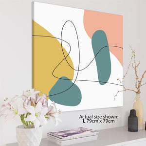 Abstract Yellow Teal Watercolour Canvas Art Pictures