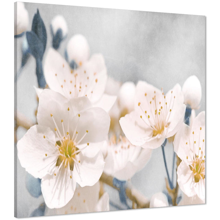 Yellow Blue Flowers Floral Canvas Art Prints - 11537