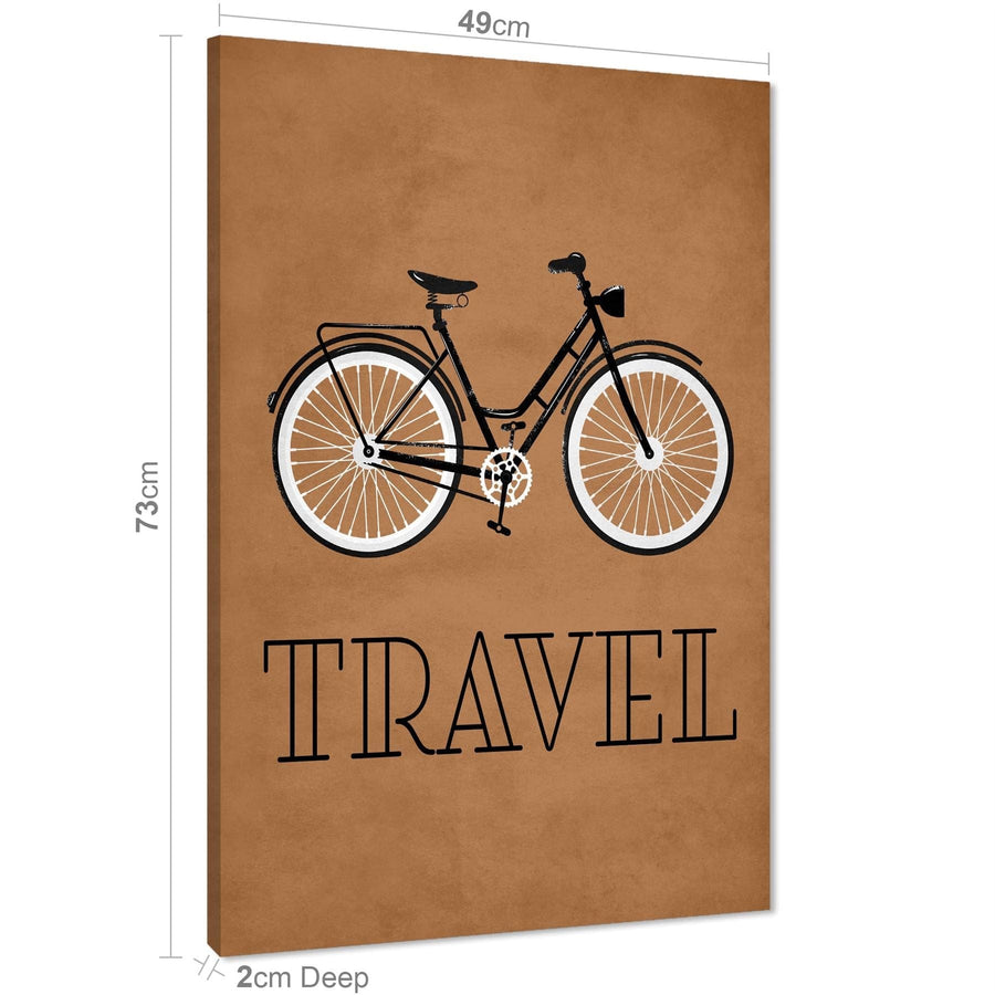 Cycling Canvas Art Prints Brown Black and White