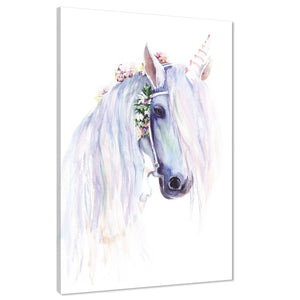 Unicorn Canvas Wall Art Picture - Pink Blue