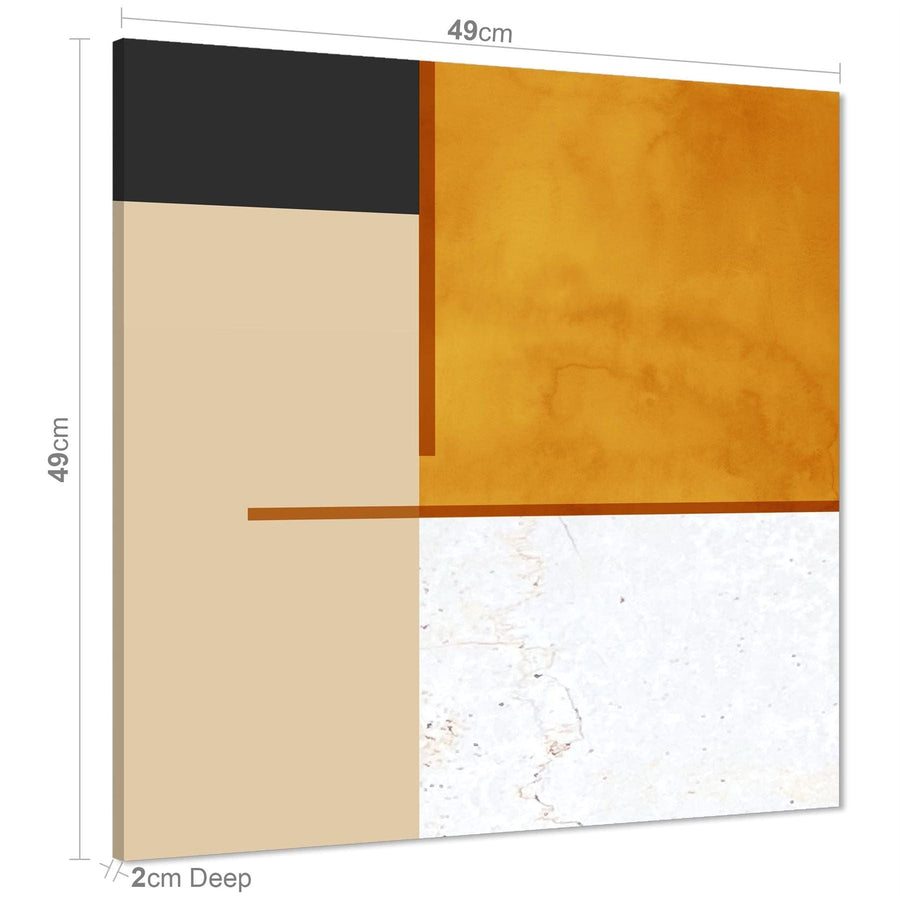 Abstract Orange Black Watercolour Canvas Wall Art Picture