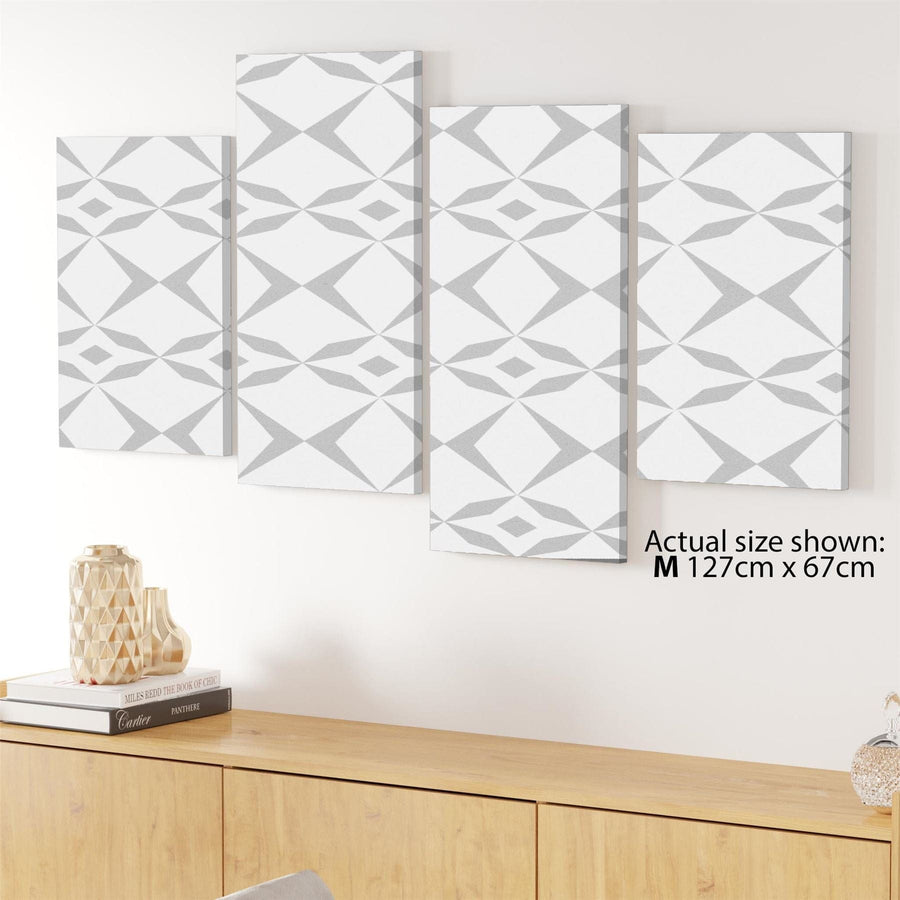 Grey White Geometric Illustration Canvas Wall Art Picture
