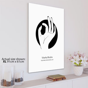 Hands - Vitarka Mudra Canvas Wall Art Picture Black and White