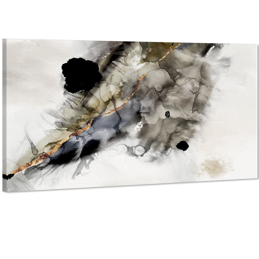 Abstract Grey Gold Watercolour Canvas Art Pictures