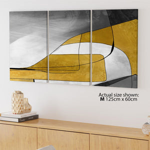 Abstract Mustard Yellow Grey Design Canvas Wall Art Print
