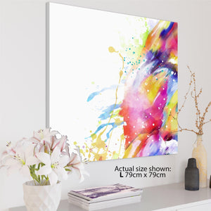 Abstract Multi Coloured Watercolour Brushstrokes Canvas Wall Art Picture
