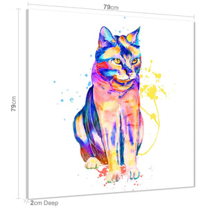 Pet Cat Canvas Wall Art Print - Multi Coloured