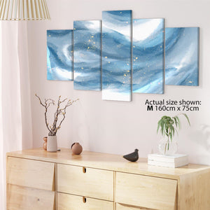 Abstract Light Blue White Watercolour Brushstrokes Canvas Wall Art Print