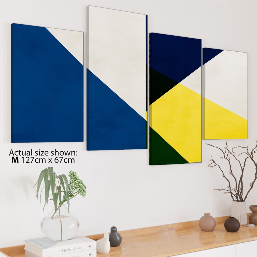 Abstract Yellow Blue Artwork Canvas Art Pictures