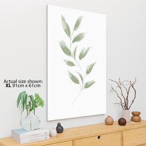 Green Vine Leaves Line Drawing Floral Canvas Wall Art Print