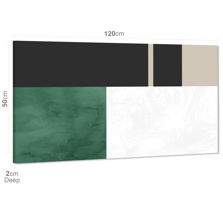 Abstract Green Grey Watercolour Canvas Wall Art Picture