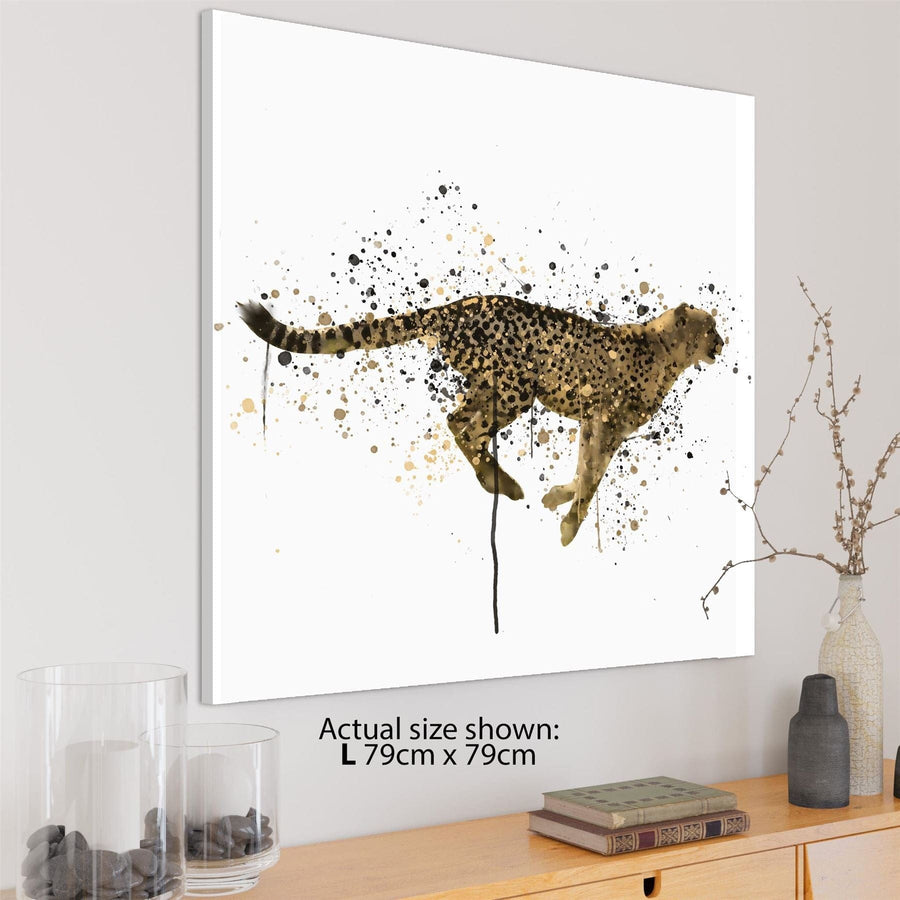 Cheetah Canvas Wall Art Picture - Yellow Black