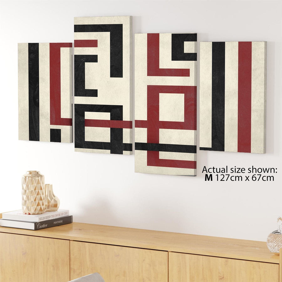 Abstract Red Black & White Graphic Canvas Art Pictures