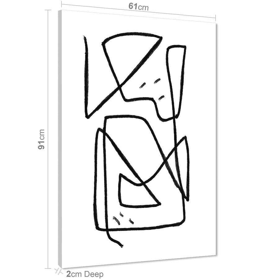 Abstract Black and White Traces Line Art Canvas Art Pictures