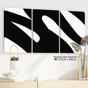 Abstract Black and White Swoosh Brushstrokes Canvas Art Prints