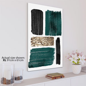 Abstract Teal Black Gold Canvas Wall Art Picture