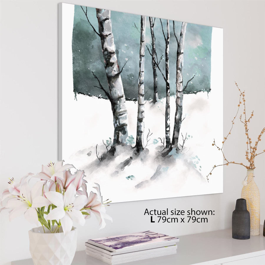 Birch Trees Canvas Art Pictures Duck Egg