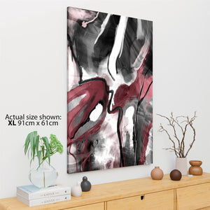 Abstract Red Grey Black Watercolour Canvas Wall Art Print