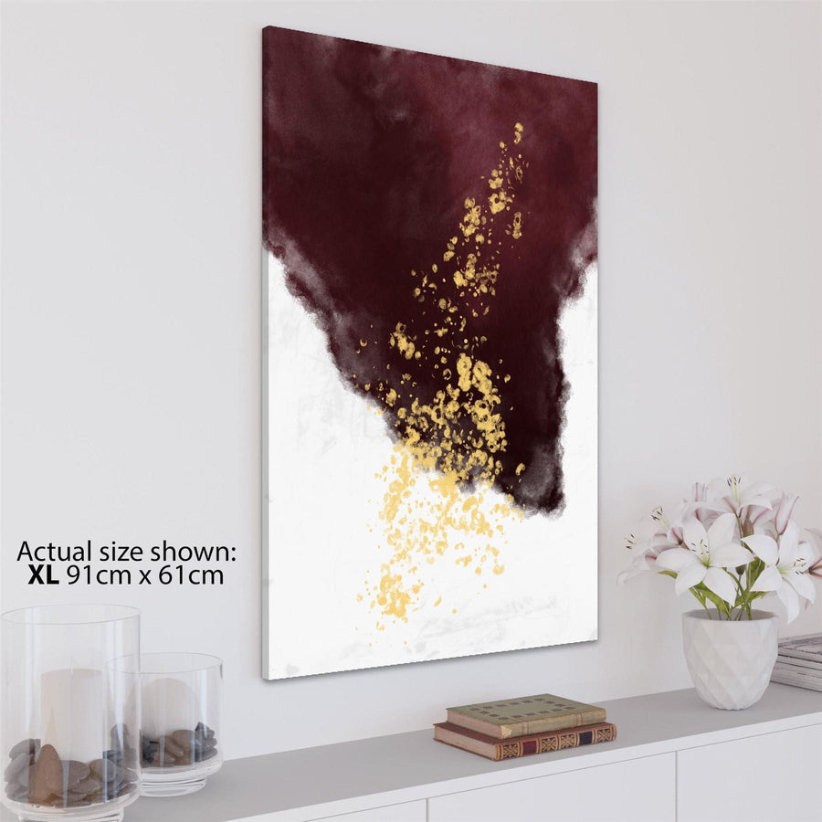 Abstract Red Gold Watercolour Canvas Art Pictures