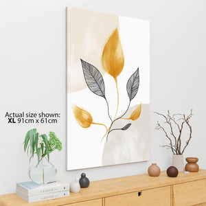 Yellow Black Leaves Drawing Floral Canvas Art Pictures