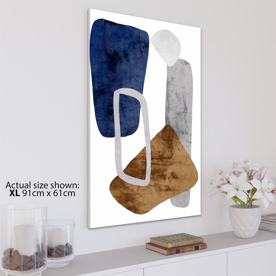 Abstract Navy Orange Grey Watercolour Canvas Art Prints